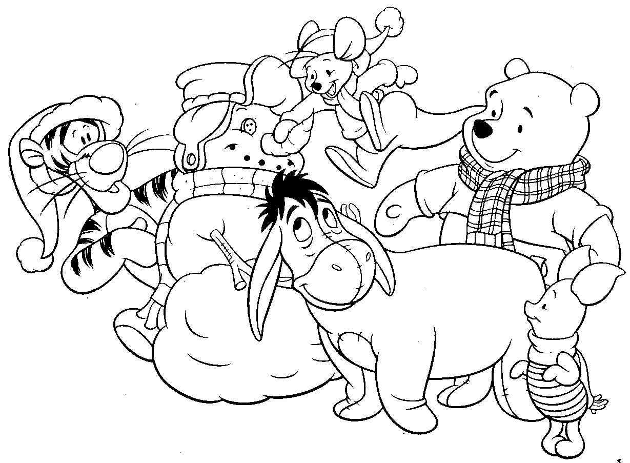 Winnie The Pooh And Snowman S To Print