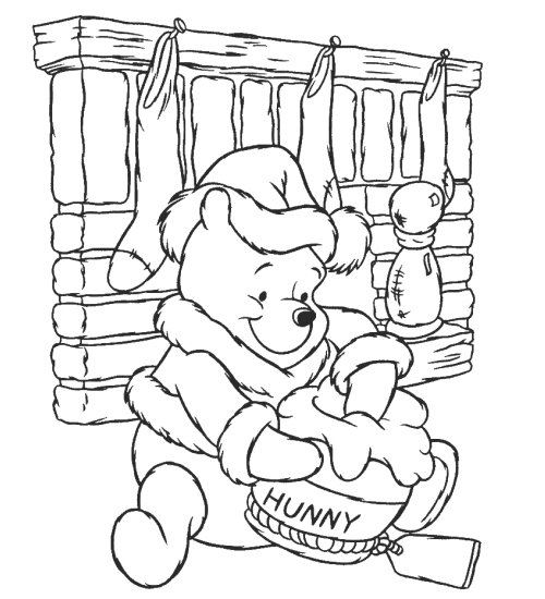 Winnie The Pooh Colouring Pages For Children Christmasa810