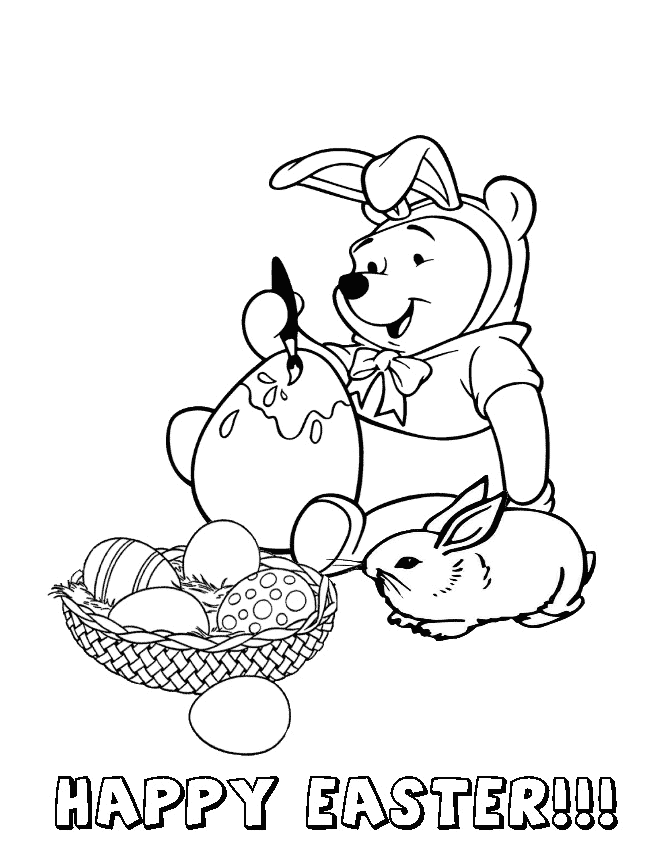 Winnie The Pooh Easter Bunny Coloring Page