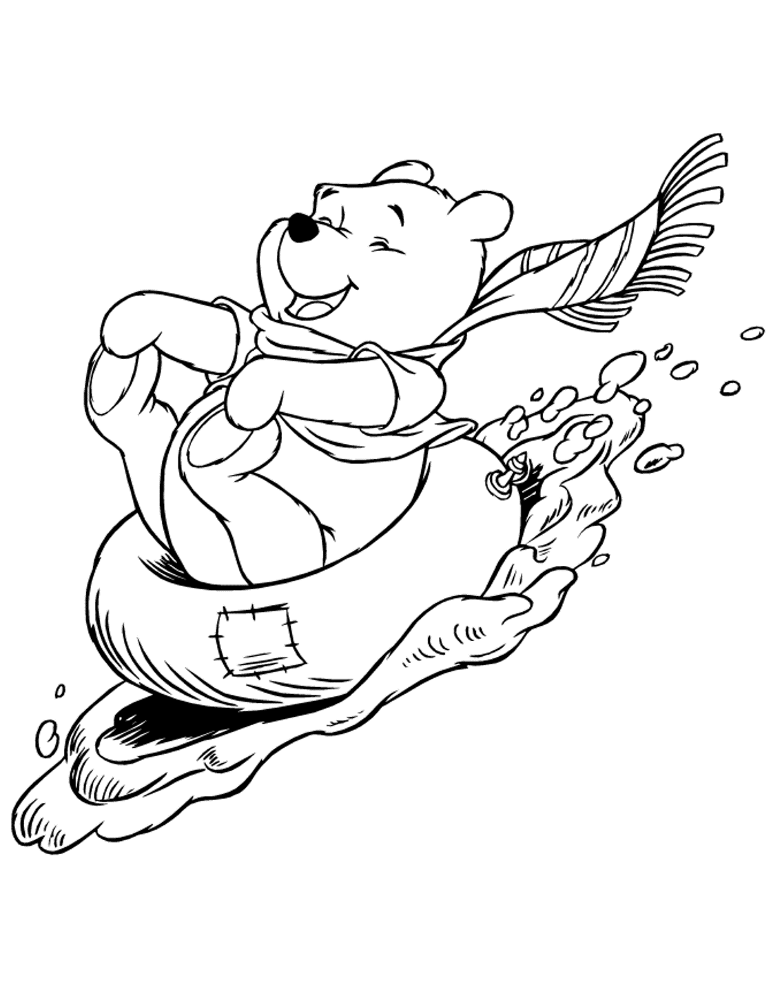 Winnie The Pooh S Sledding In Winterde83 Coloring Page