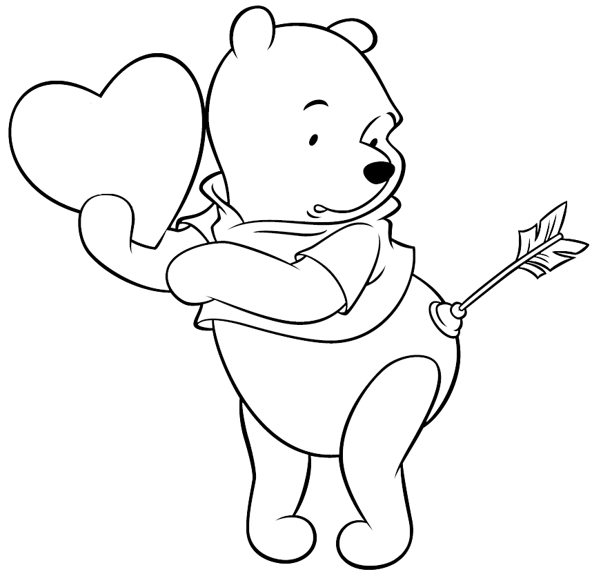 Winnie The Pooh Valentines Day Coloring Page