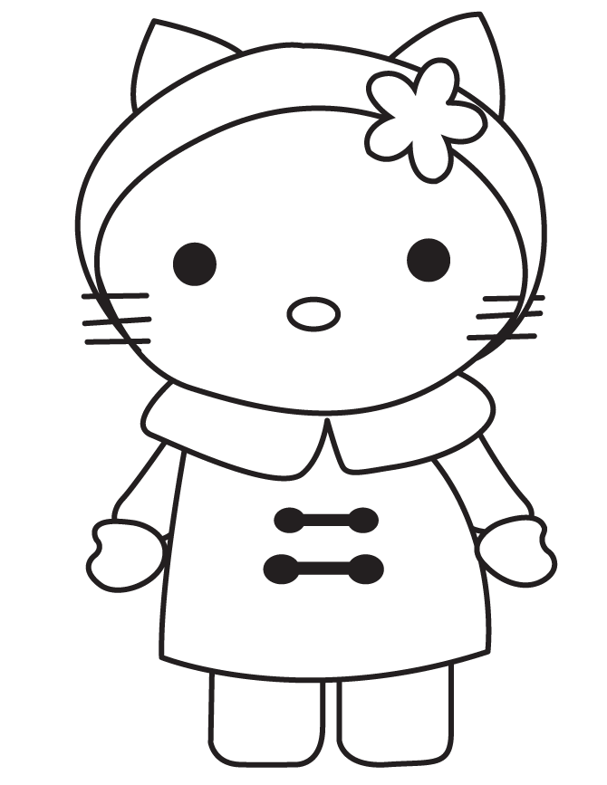 Winter Hello Kitty Wearing Coat Coloring Page