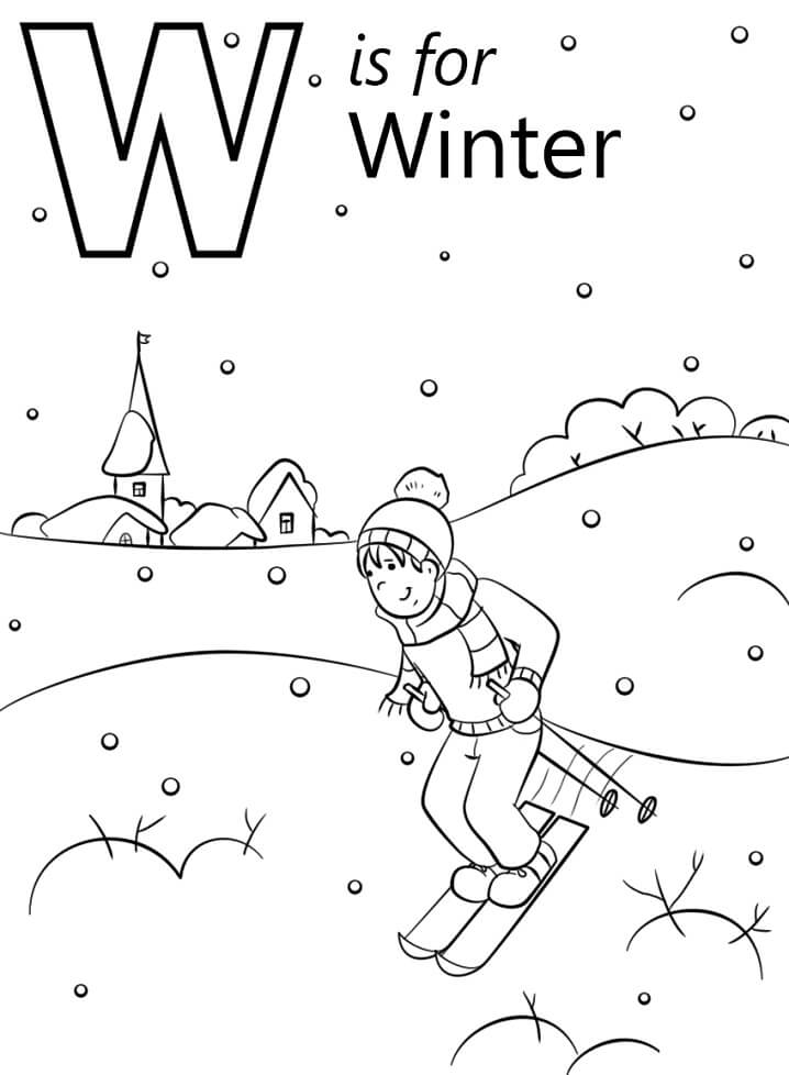 Winter Letter W Coloring Page