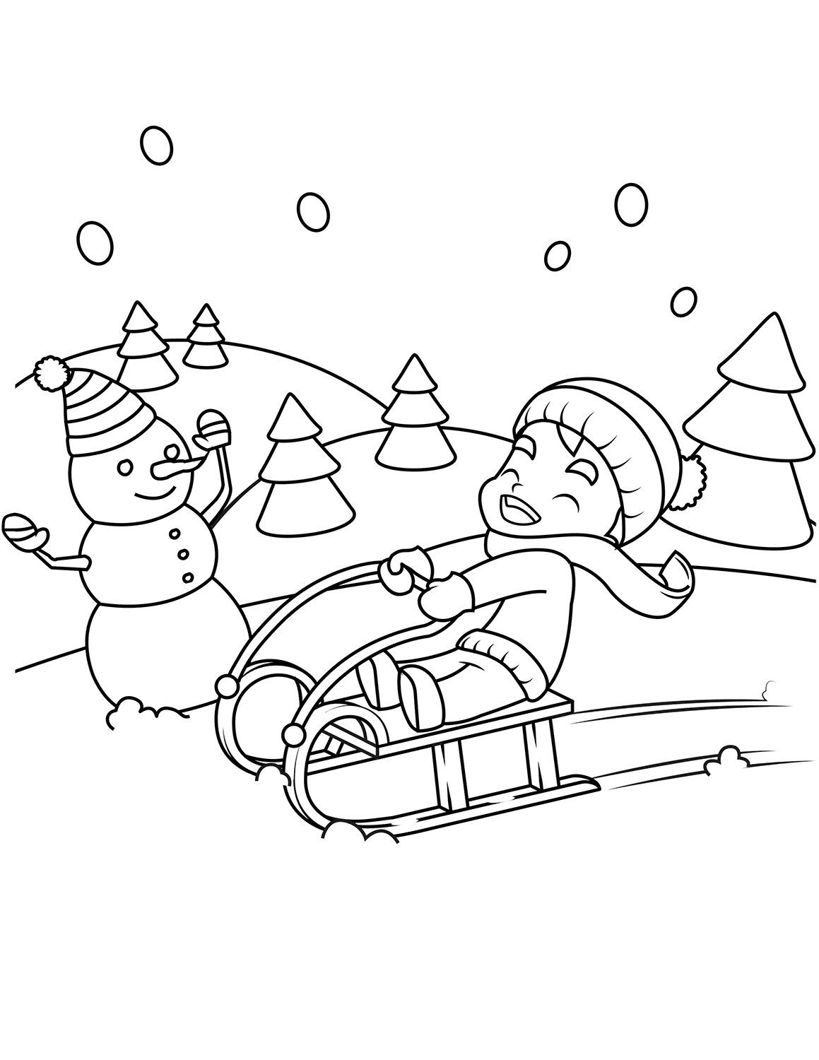Winter Scene Coloring Pages   Coloring Cool