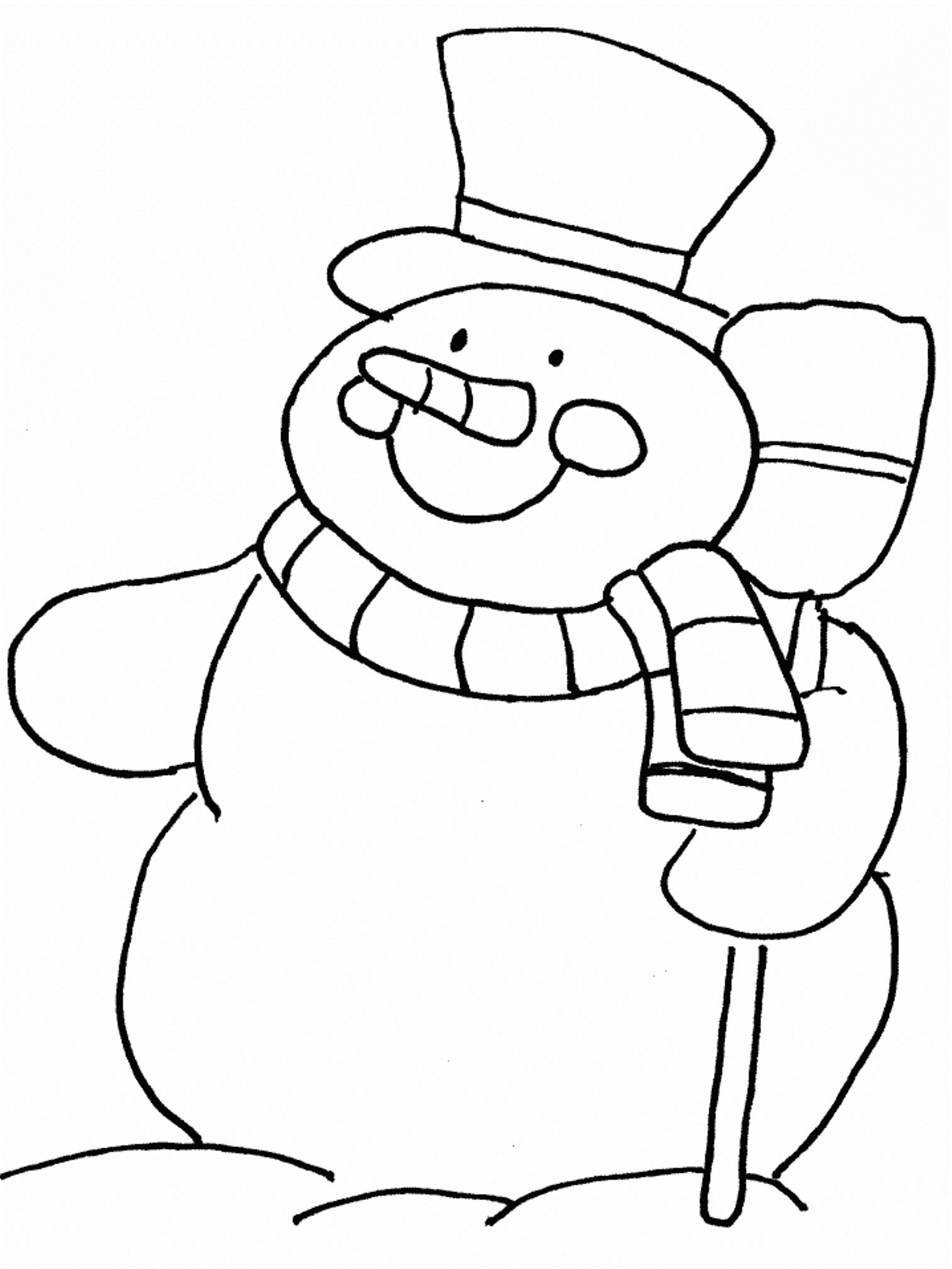 Winter Smiling Snowman Coloring Page