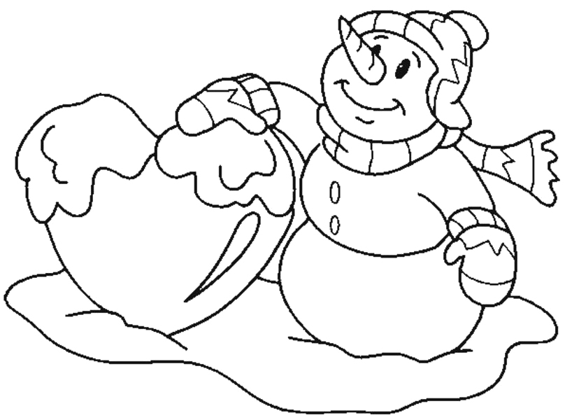 Fun Winter Snowman And Snowman Coloring Page
