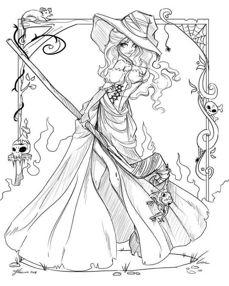 Witch Art for Adults Coloring Page