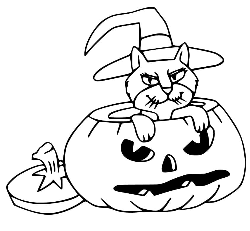 Witch Cat Coloring Page