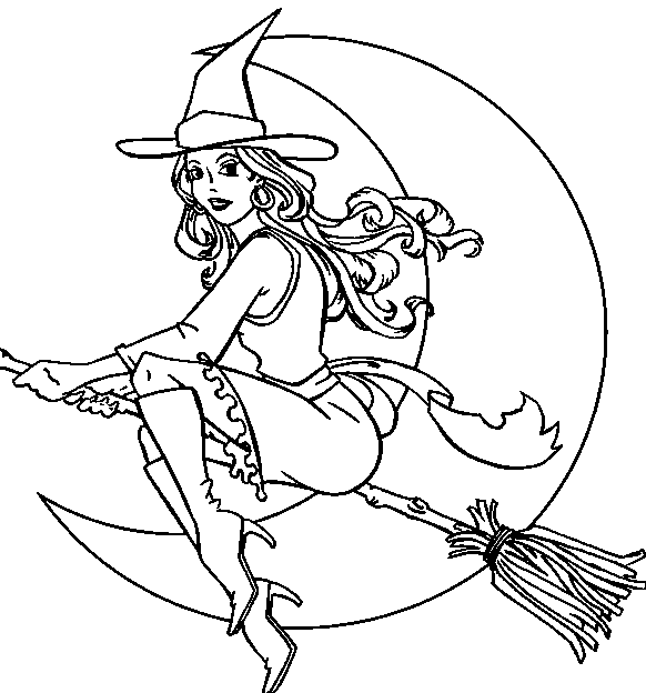 Witch Free Halloween For Adults Coloring Page
