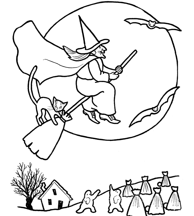 Witch Halloween Free Color Pages For Kids Coloring Page