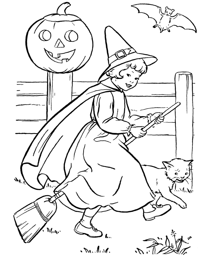 Witch Halloween For Big Kids Coloring Page