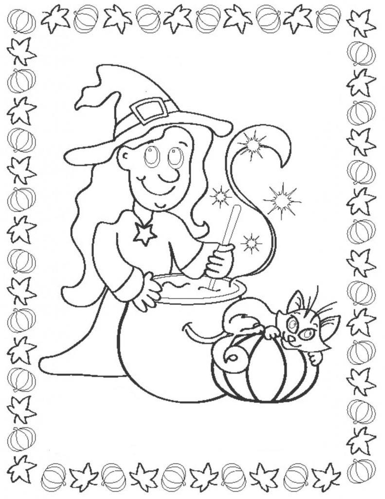 Witch Halloween Print Out Coloring Page