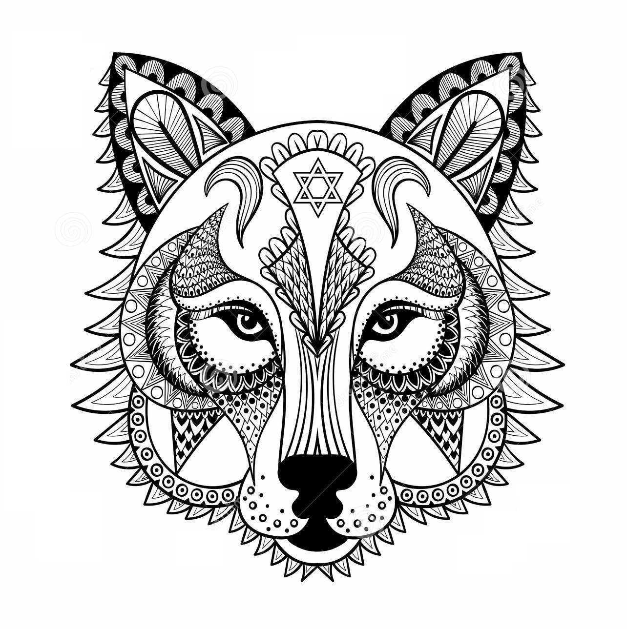 Wolf For Adult Anti Stress Coloring Page