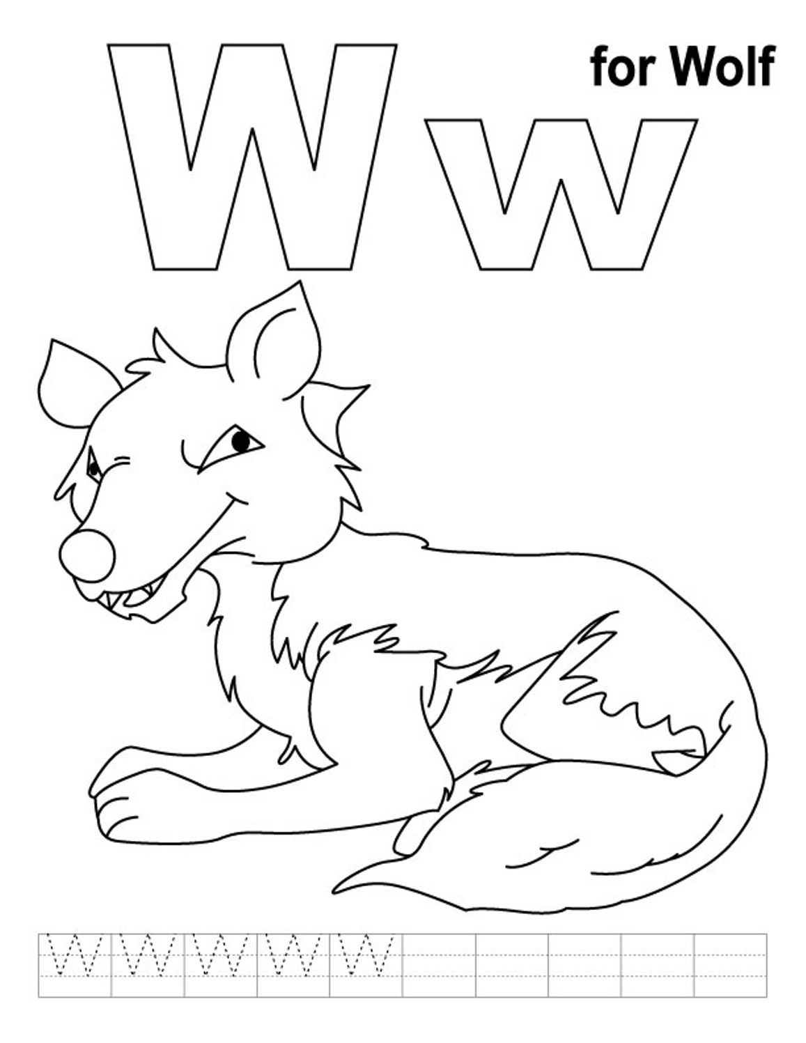 Wolf Free Alphabet Coloring Page