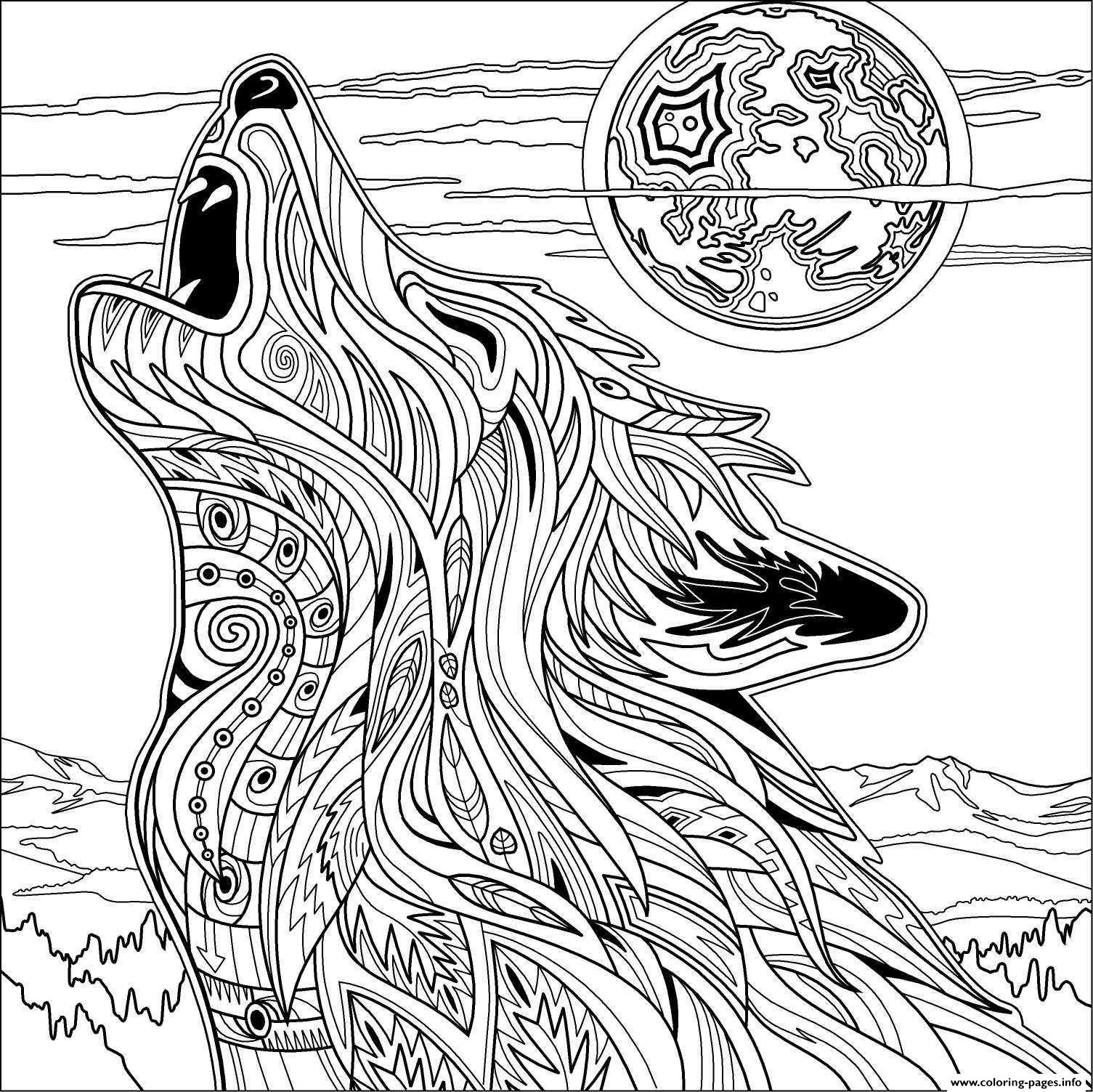Wolf Howling Coloring Page