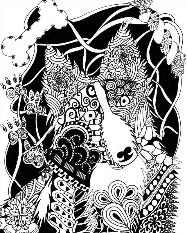 Wolf Mandala Coloring Page