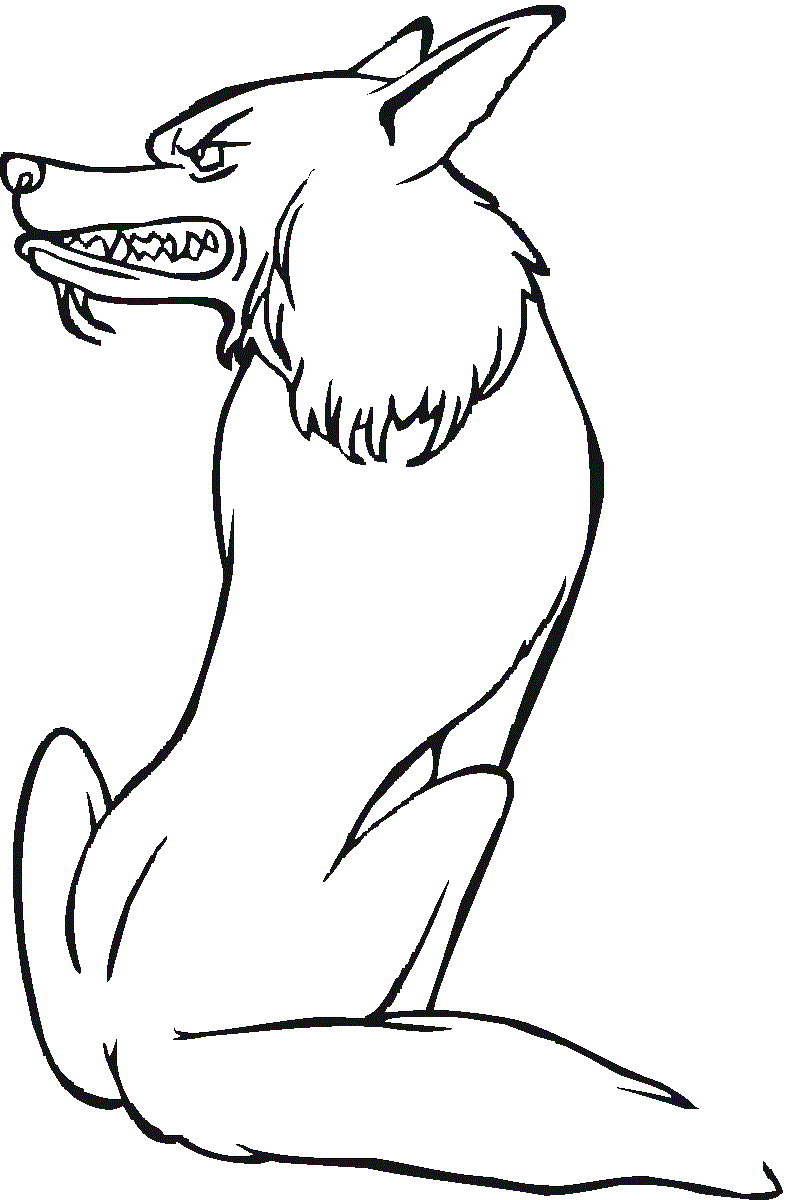 Wolf With Scary Face Coloring Page