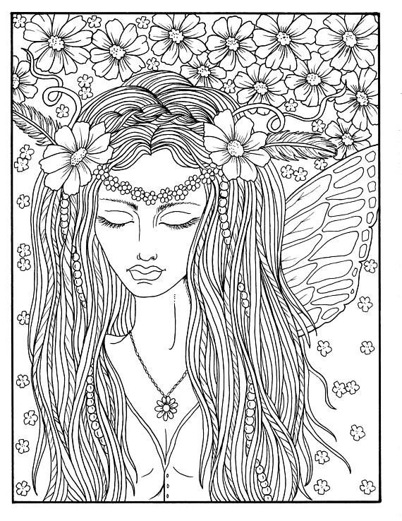 Woman Fairy for Adults to Color