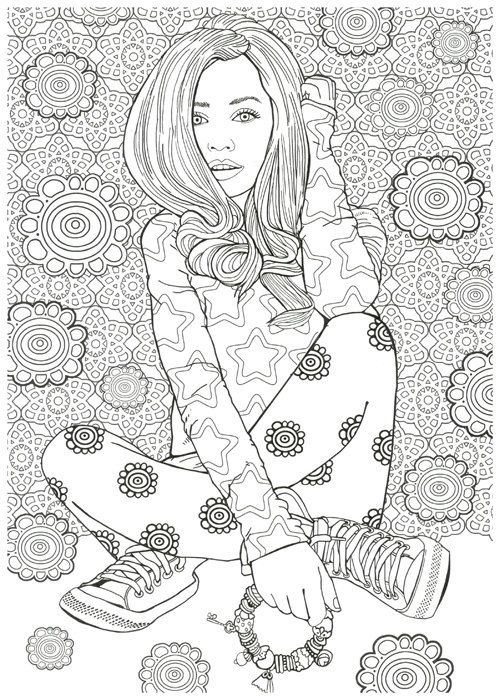 Woman Hard Adult Detailed Model Illustration Coloring Page