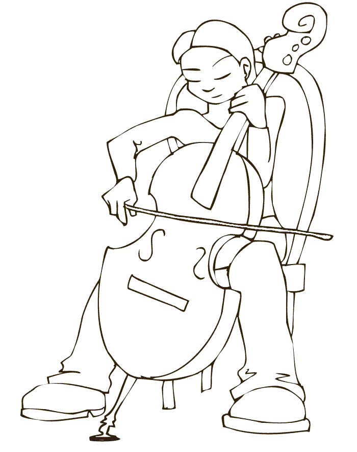 Woman Playing Cello Coloring Pag
