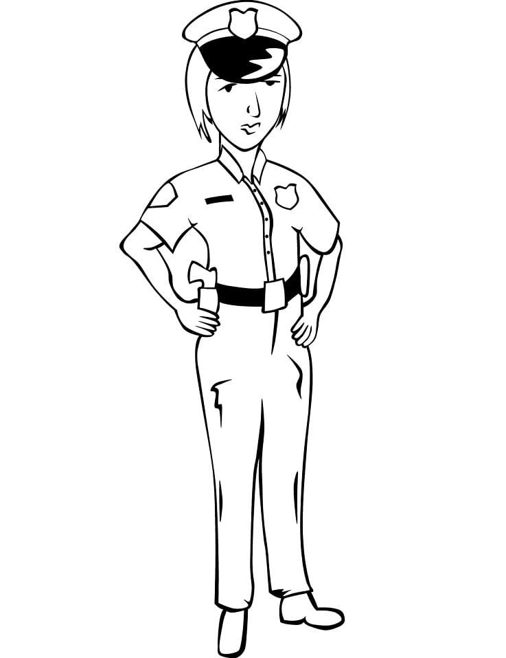 Woman Police Officer Coloring Page