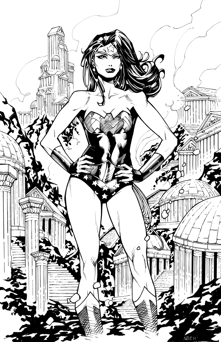 Wonde Woman In The City Dc Comics Coloring Page