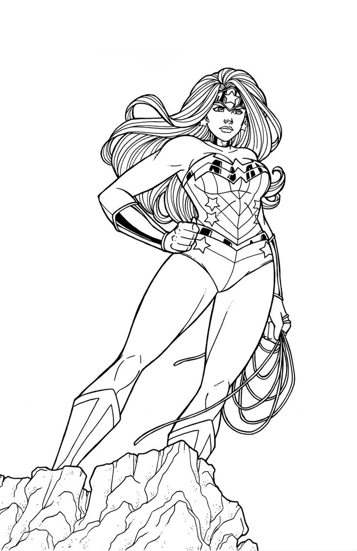 Wonder Woman At The Top For Adult Coloring Page