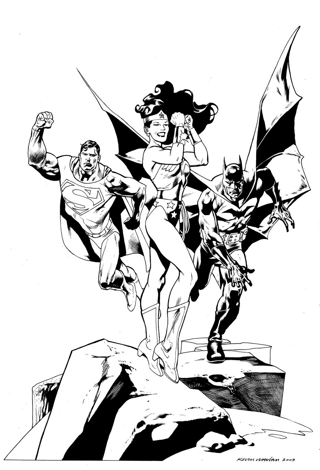 Wonder Woman Avec Superman Et Batman Dc Comics Coloring Page