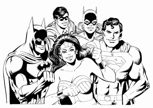 Wonder Woman Et Ses Amis Batman Superman Robin Catwoman Coloring Page