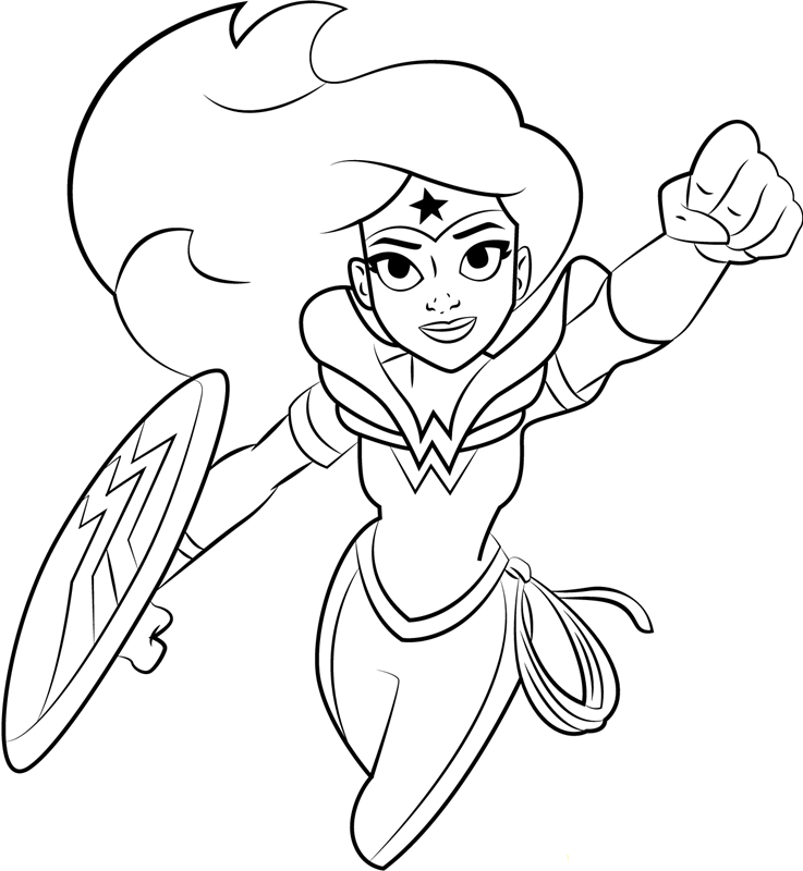 Wonder Woman Flying Coloring Page