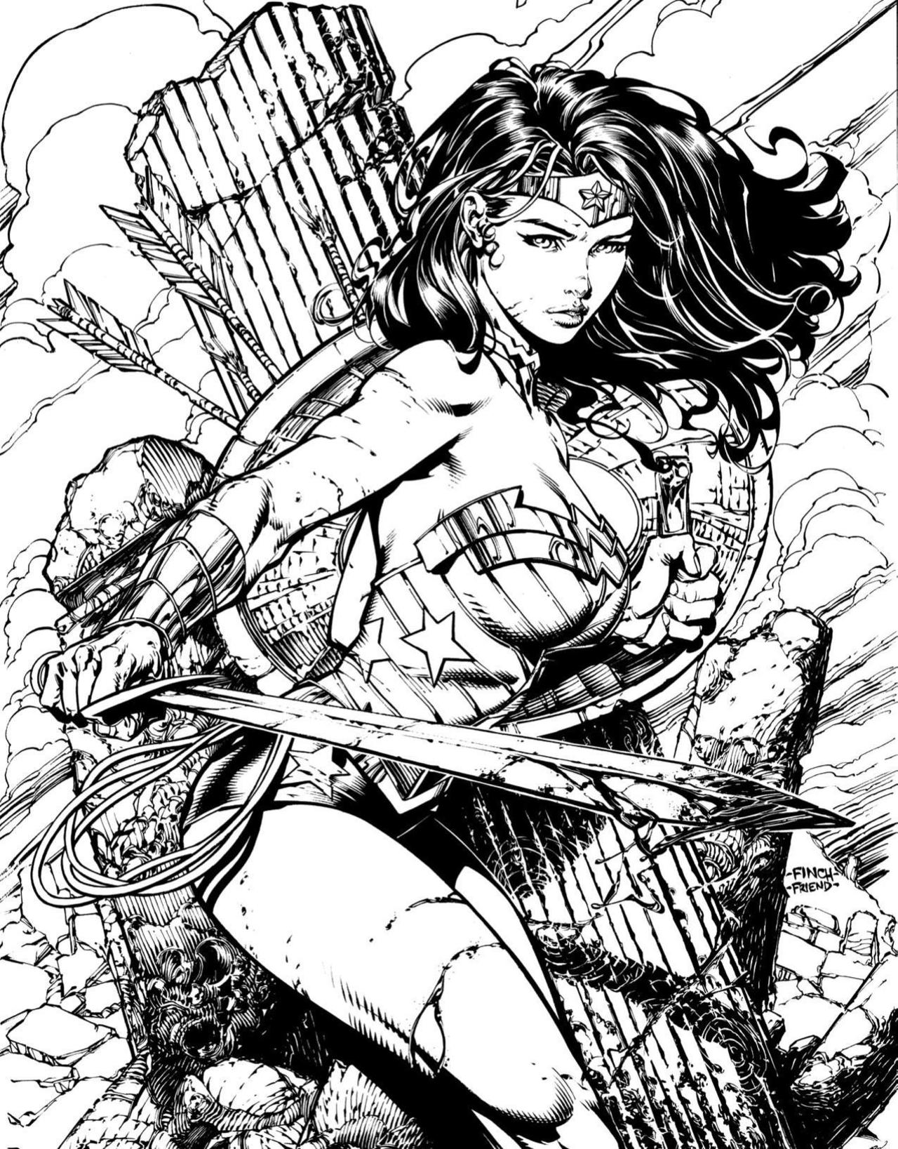 Wonder Woman For Adult Book Coloring Page
