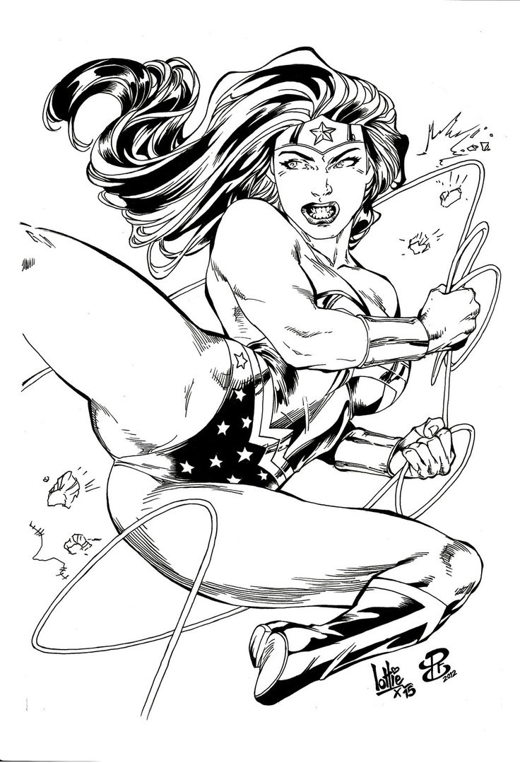 Wonder Woman Inked By Lottiefrancis Adulte Dc Comics Coloring Page