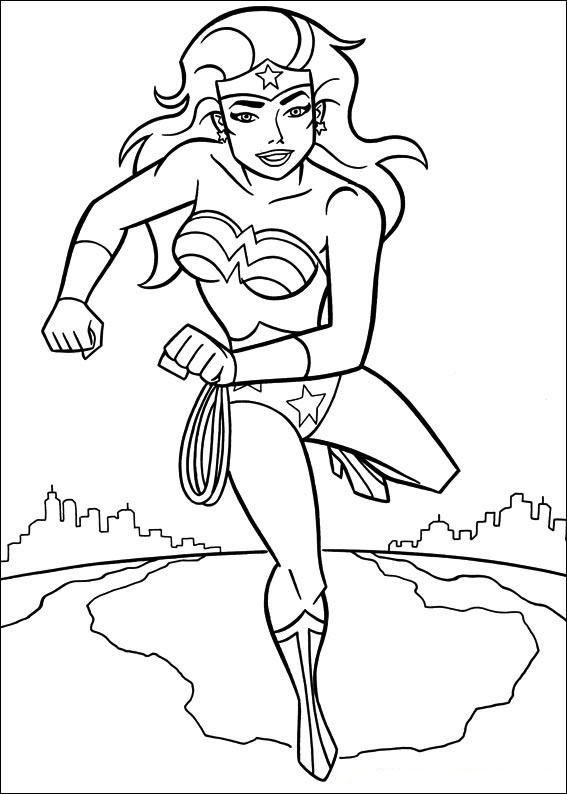Wonder Woman Running Coloring Page