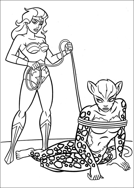 Wonder Woman Tied Up Cheetah Coloring Page