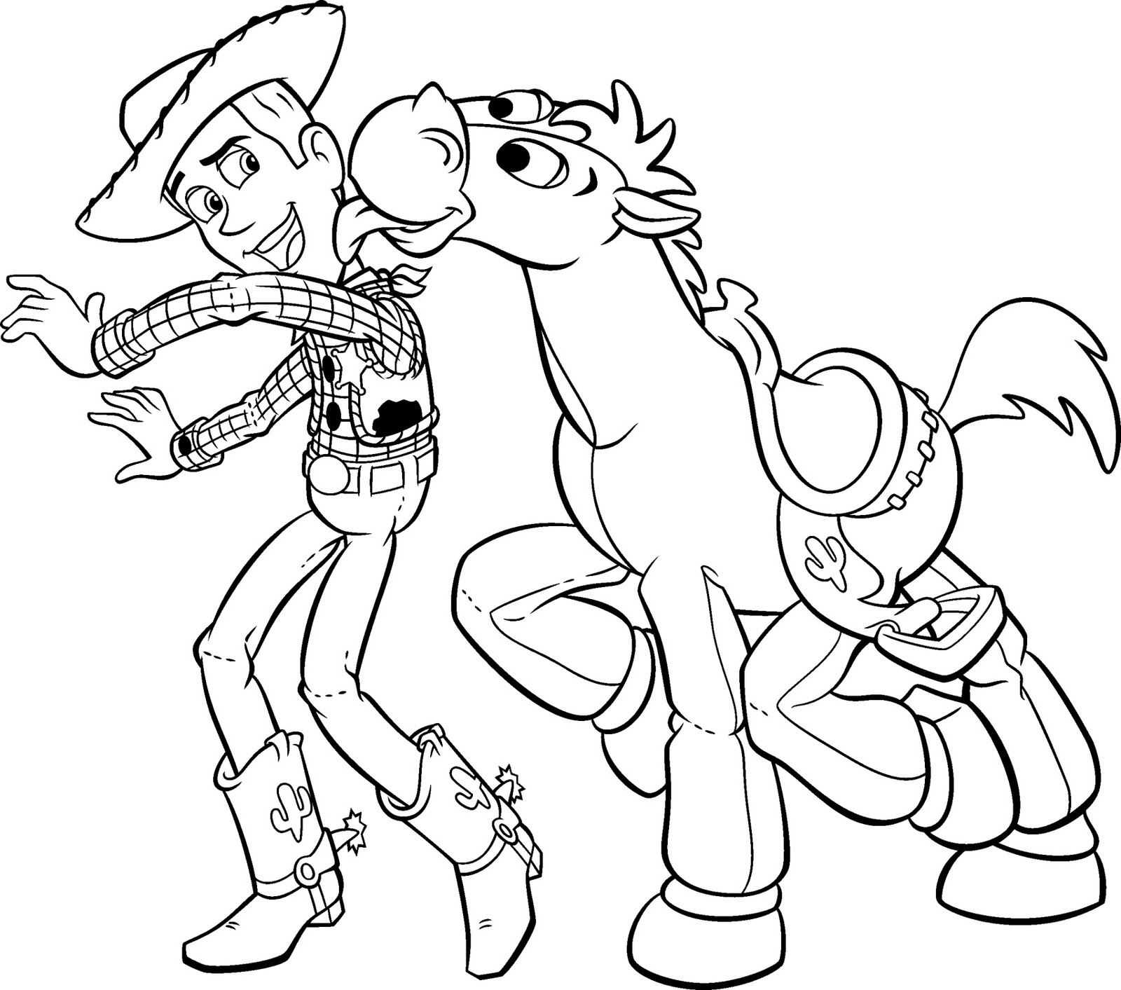 Woody And Bullseye Having Fun Coloring Page