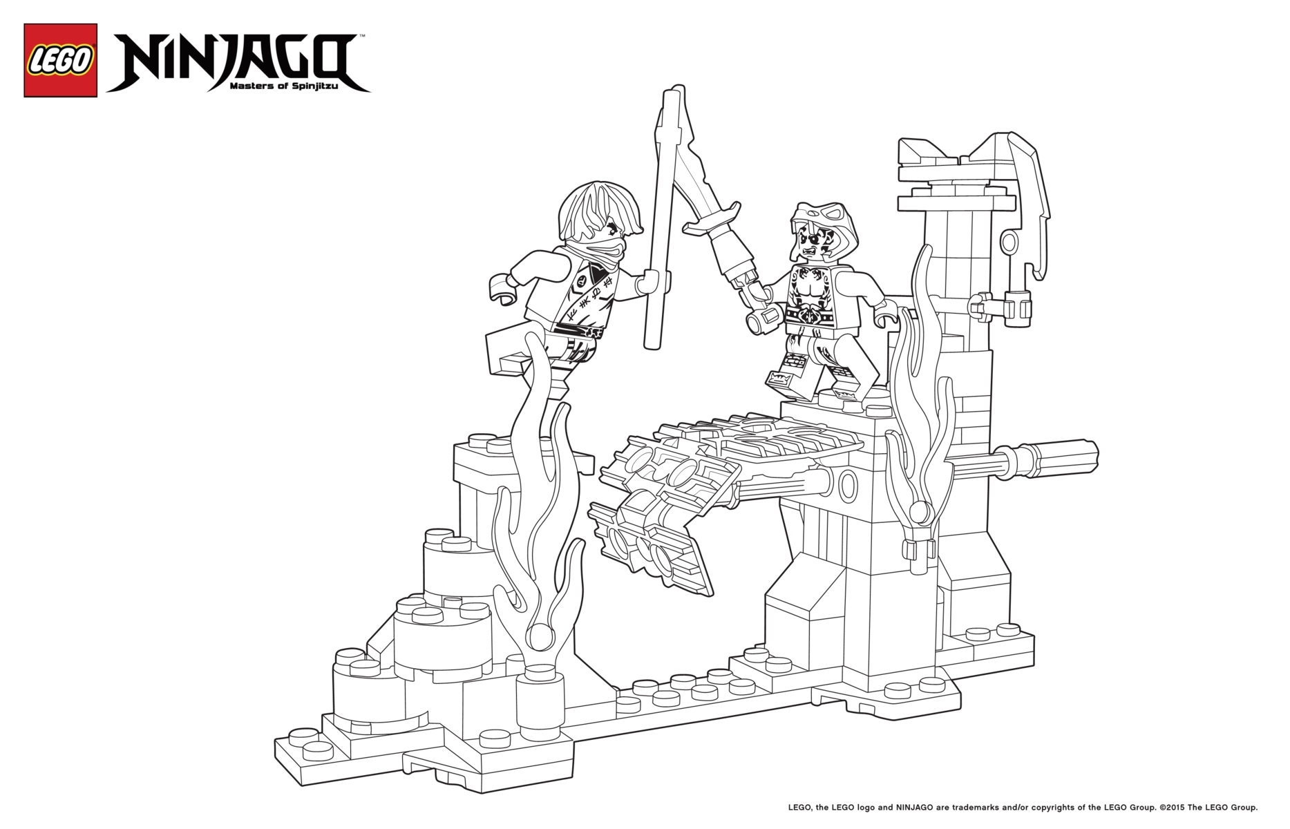 World Of Ninjago Against Enemy Coloring Page