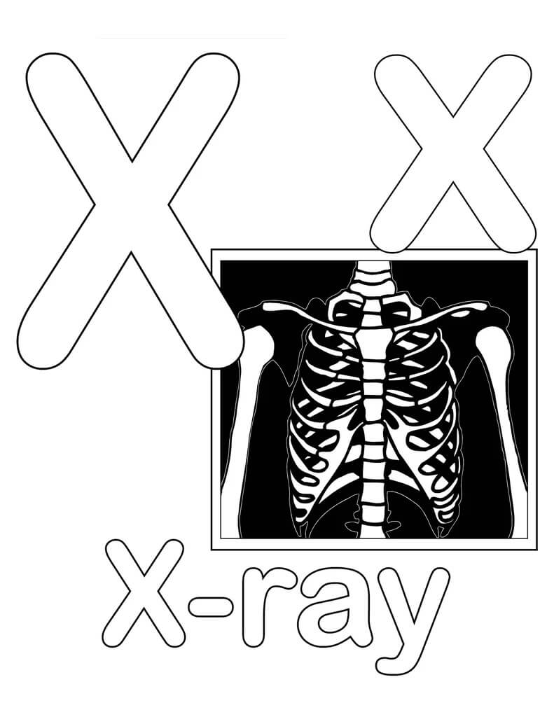 X-Ray Letter X Coloring Page