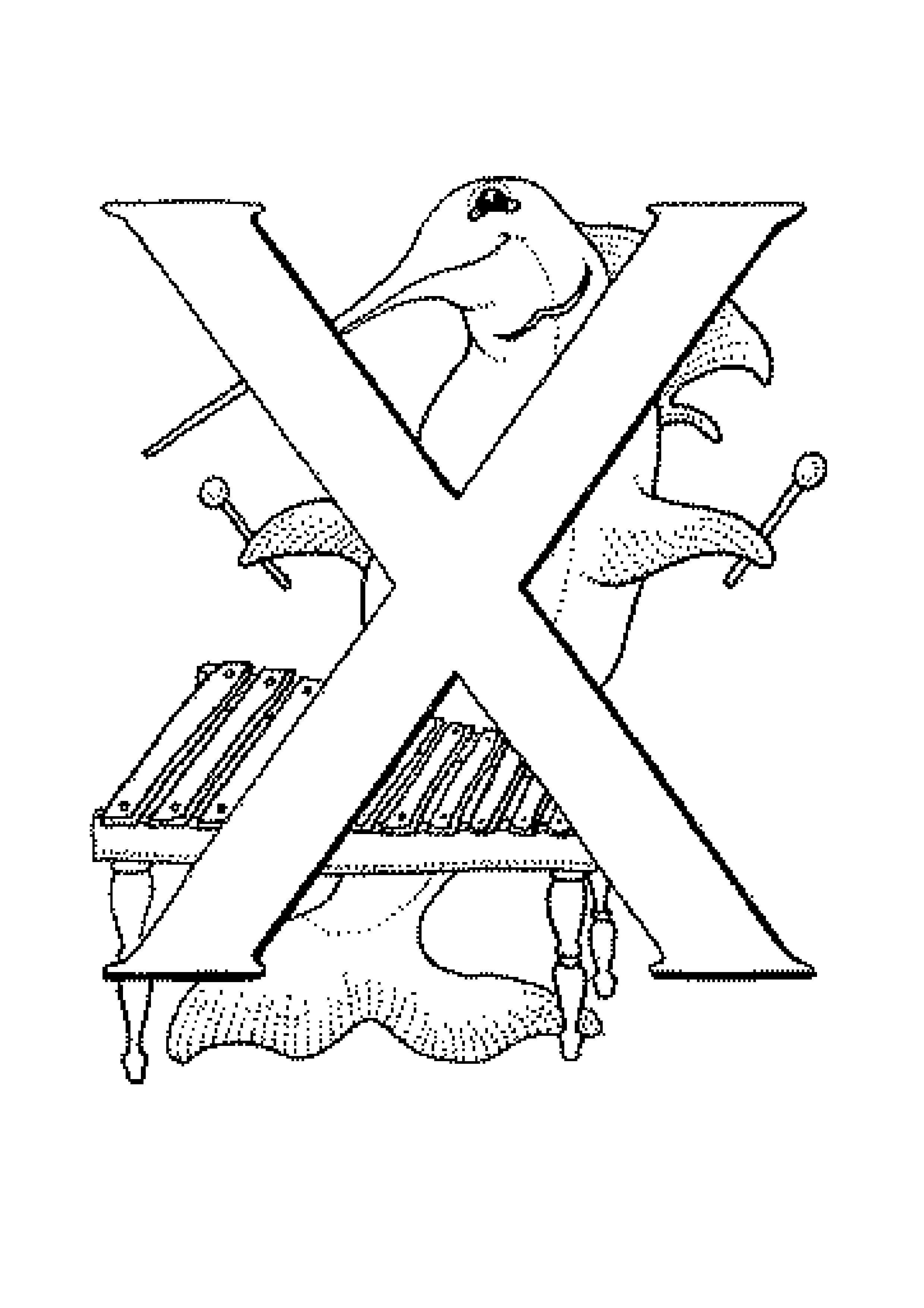 X Xylophone Coloring Page