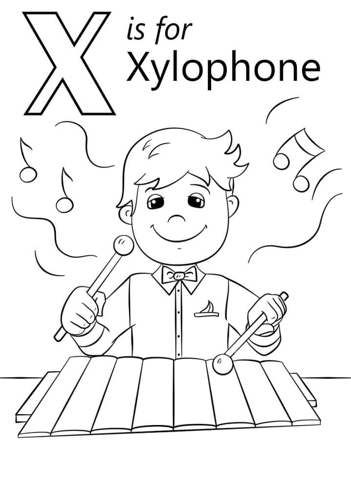 Xylophone Letter X 1 Coloring Page