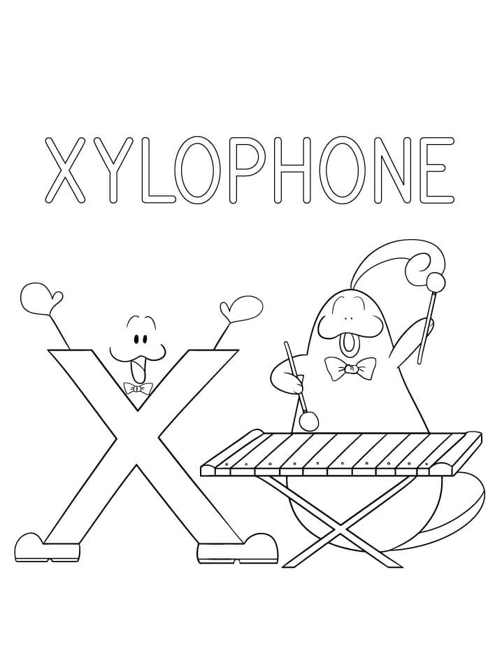 Xylophone Letter X 4 Coloring Page