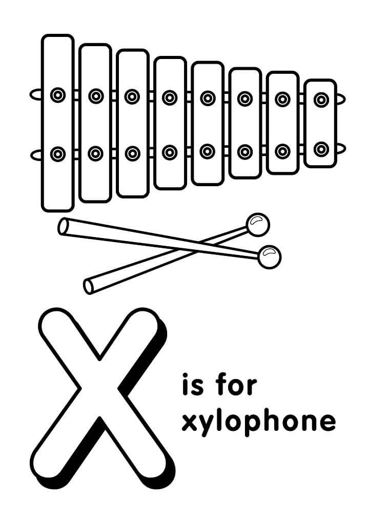 Xylophone Letter X Coloring Page