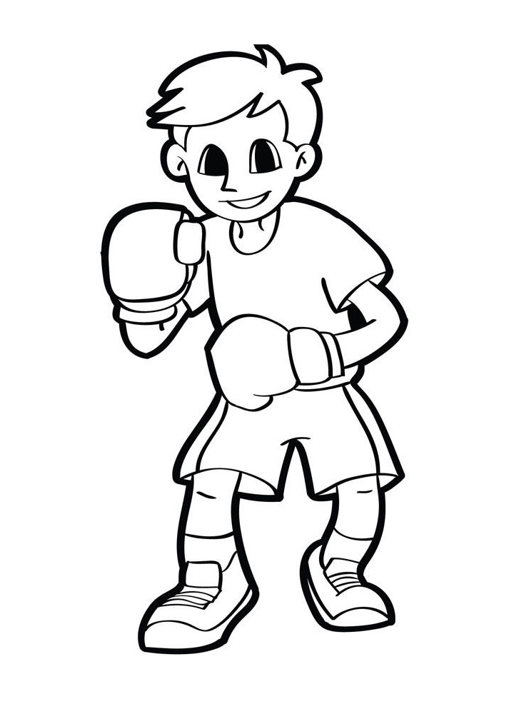 Young Boy Boxing Coloing Page