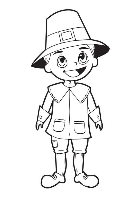 Young Pilgrim Coloring Page