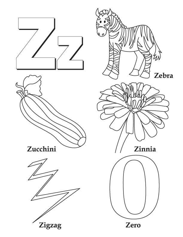Z Words Coloring Sheet
