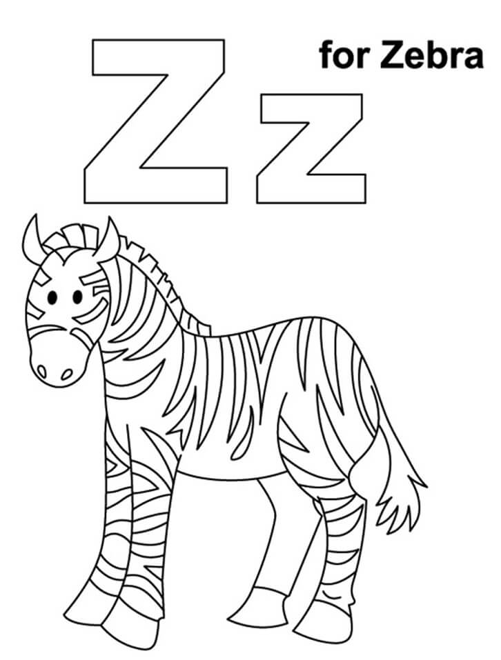 Zebra Letter Z 1 Coloring Page