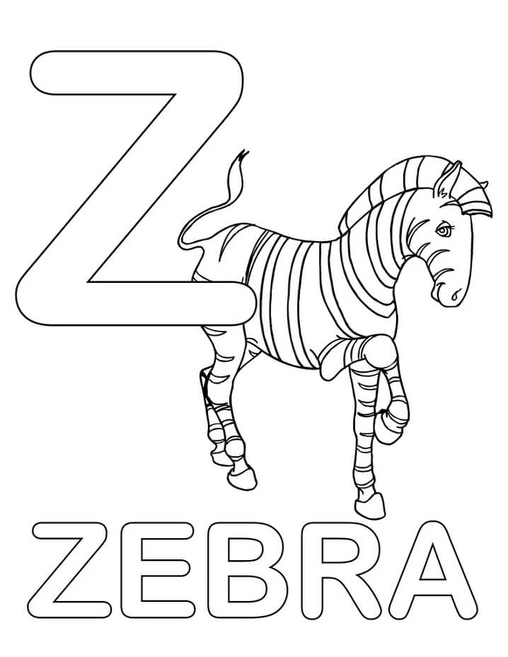 Zebra Letter Z 2 Coloring Page
