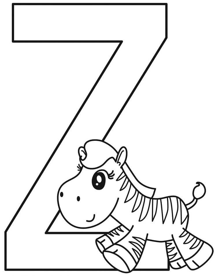 Zebra Letter Z 3 Coloring Page