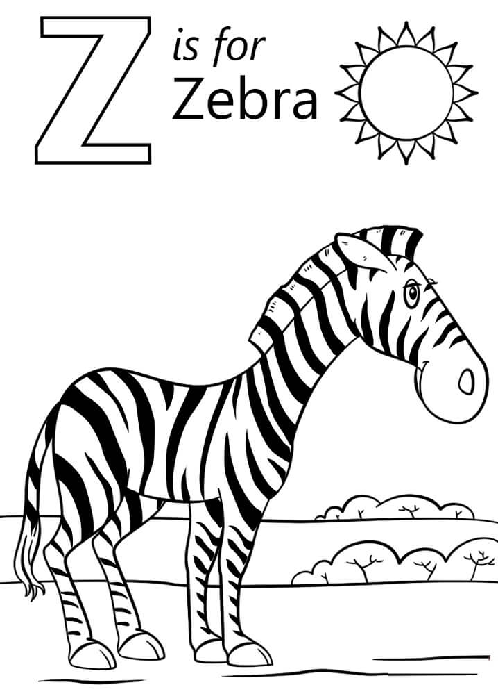 Zebra Letter Z coloring pag Coloring Page