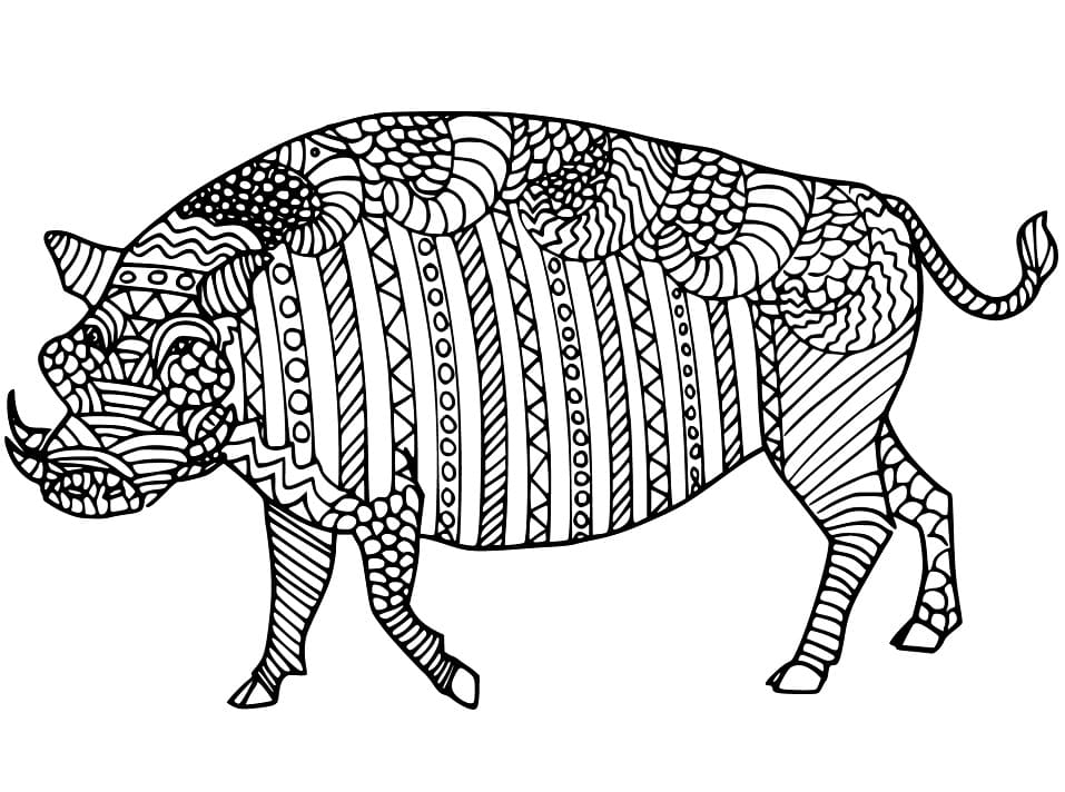 Zentangle Warthog Coloring Page