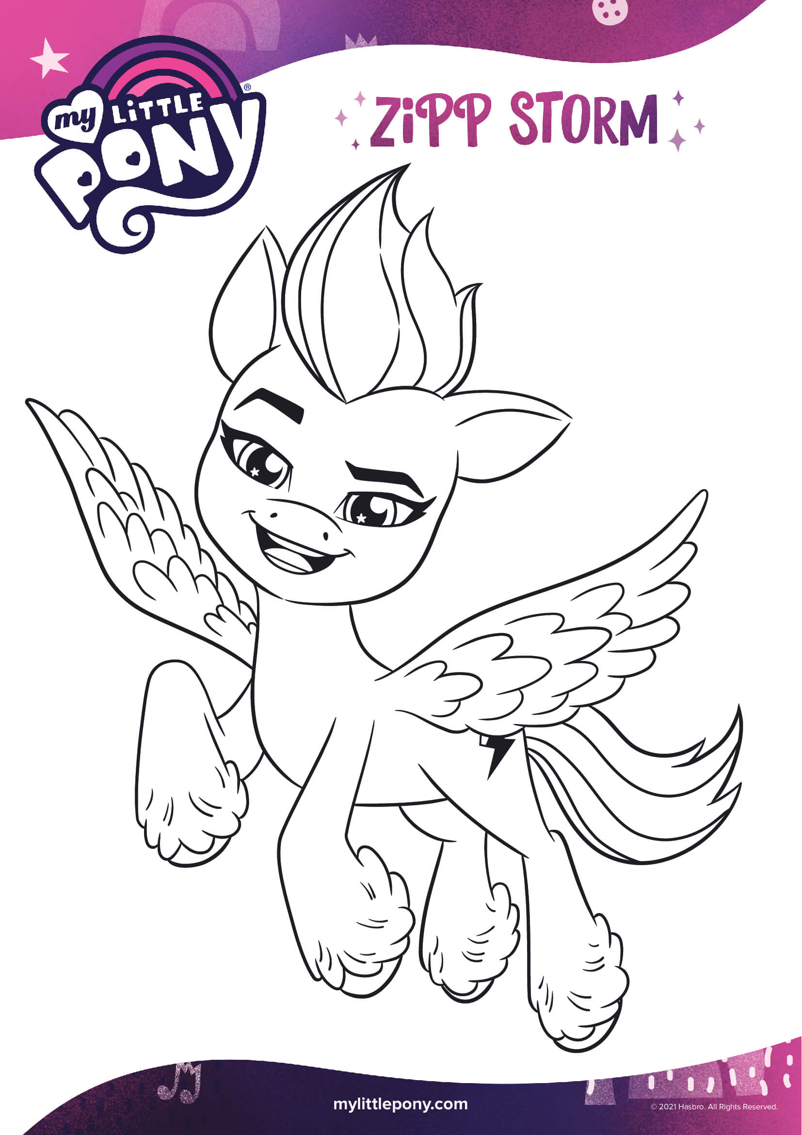 Zipp Storm Pony Flying Unicorn Mlp 5 Coloring Page